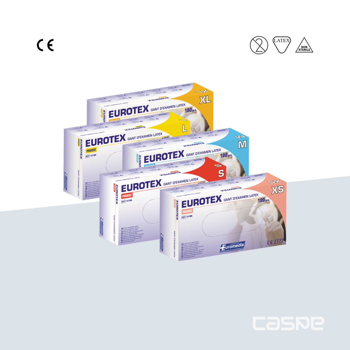 EUROMEDIS EUROTEX Latex onderzoekshandschoen gepoederd 240 mm