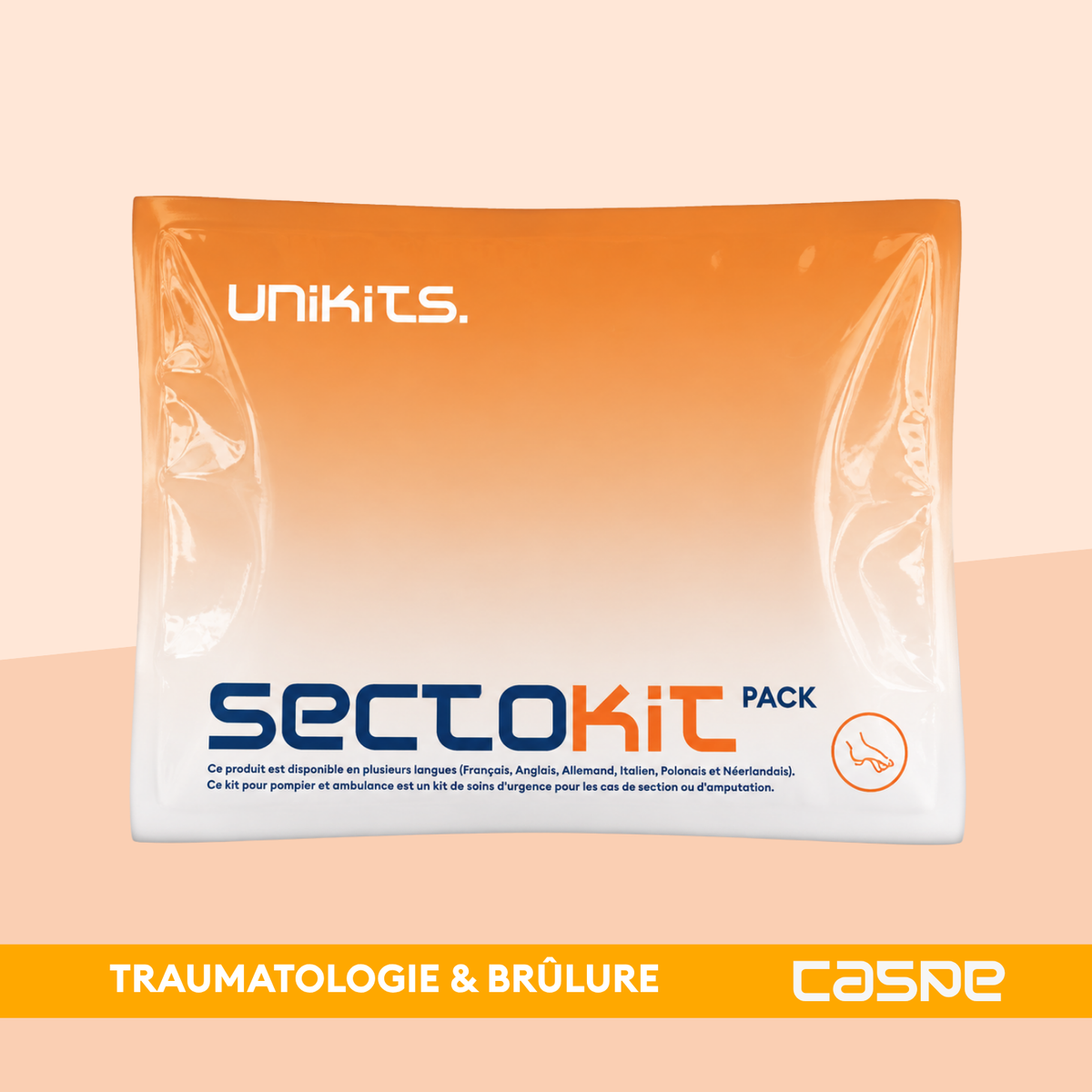 Kit d'urgence UNIKITS™ Sectokit Pack avec bandages et outils pour les membres sectionnés, kit médical complet et pratique.