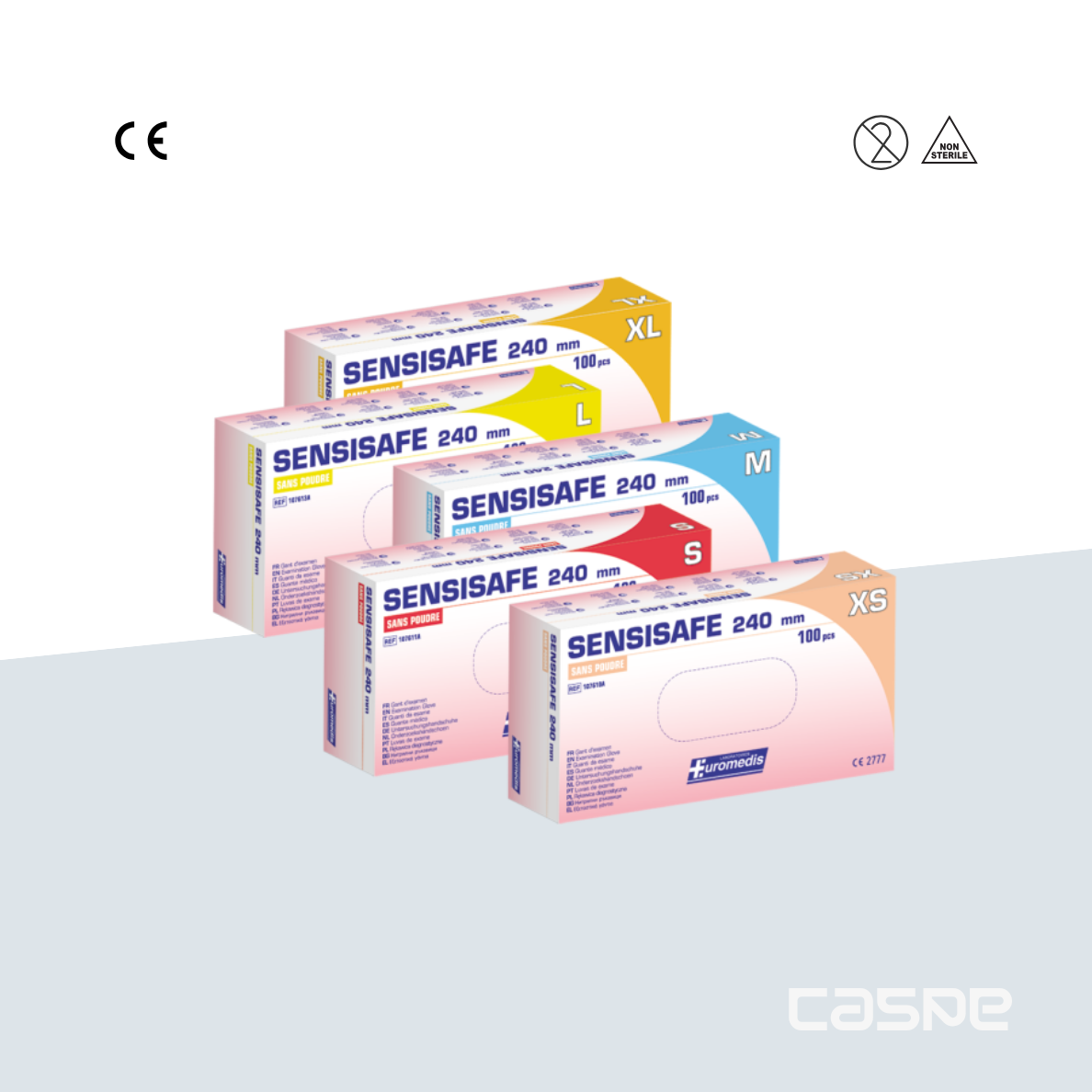EUROMEDIS onderzoekshandschoenen vinyl SENSISAFE poedervrij 240 mm